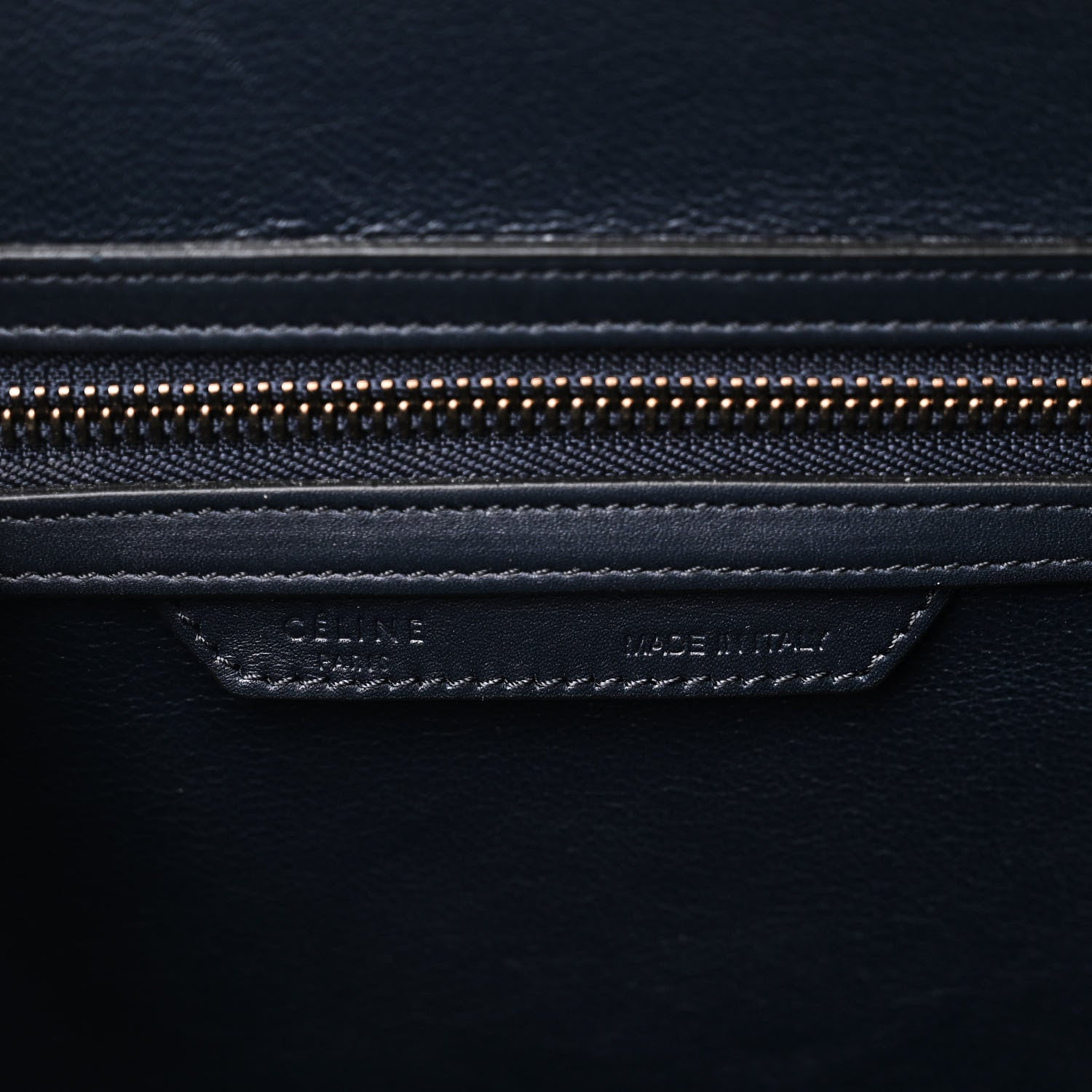 Celine Smooth Calfskin Striped Cotton Canvas Mini Luggage Navy Blue 6 of 9