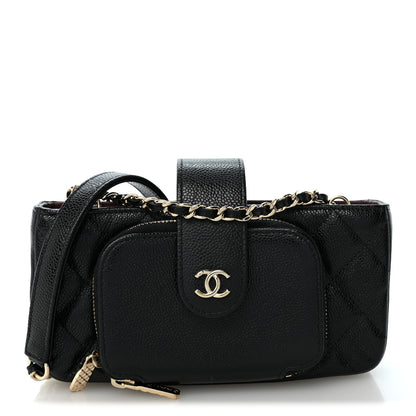 Chanel Caviar Quilted Business Affinity Phone Holder With Chain Black 1 of 11