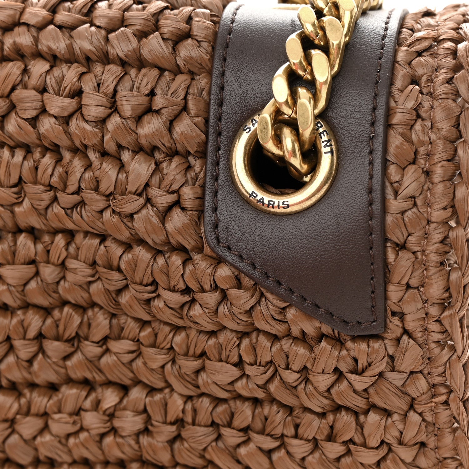 Saint Laurent Raffia Calfskin Monogram Medium Niki Chain Satchel New Nut 12 of 12