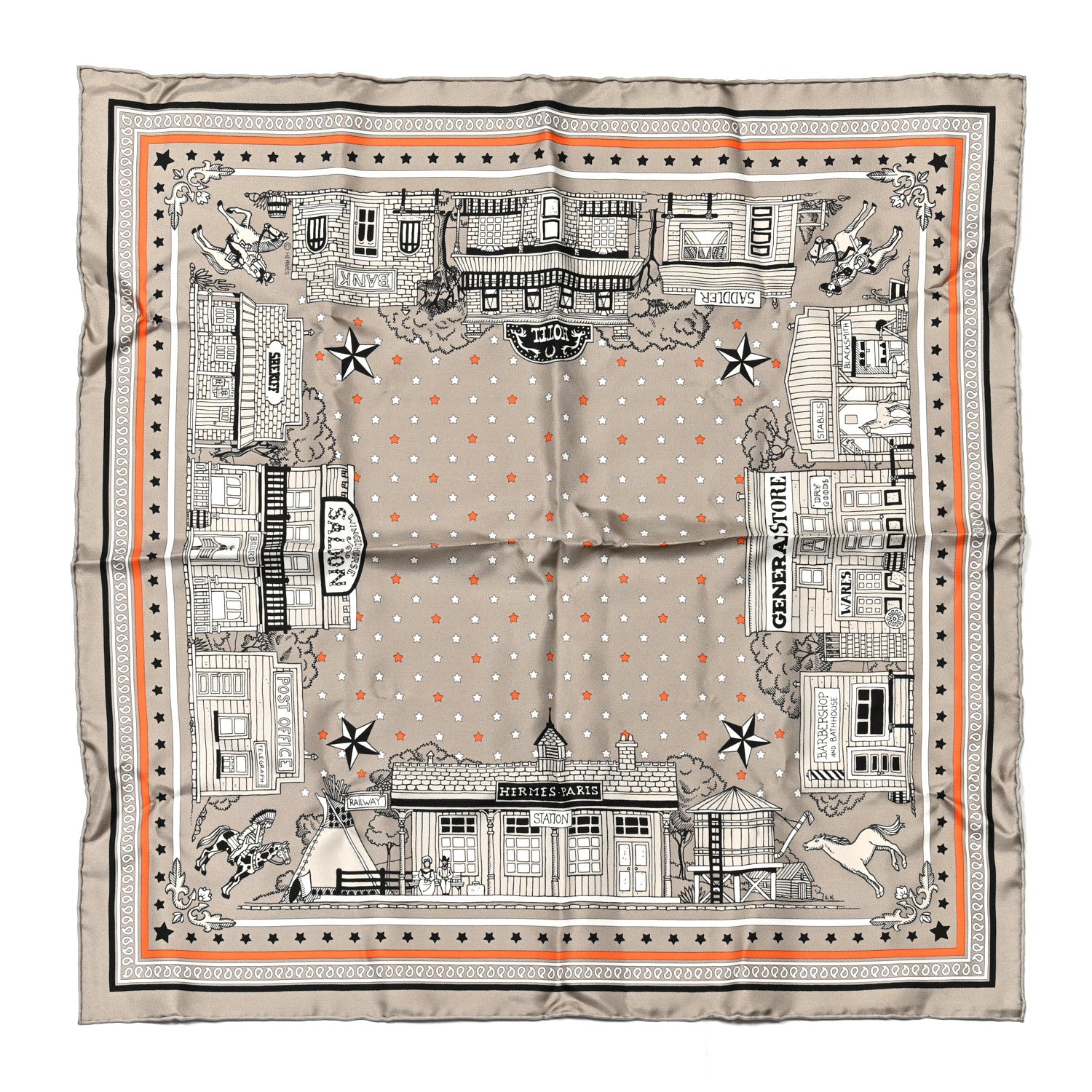 Hermes Silk Paris Station Bandana Scarf 55 1 of 5