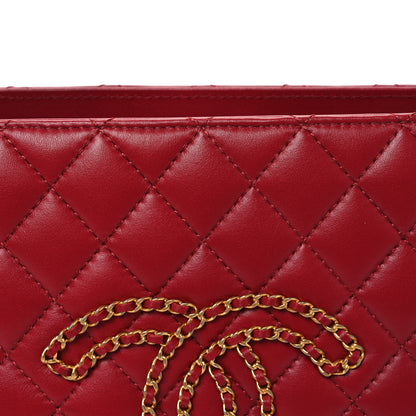 Chanel Calfskin Quilted CC Chain Accordion Tote Red 8 of 10