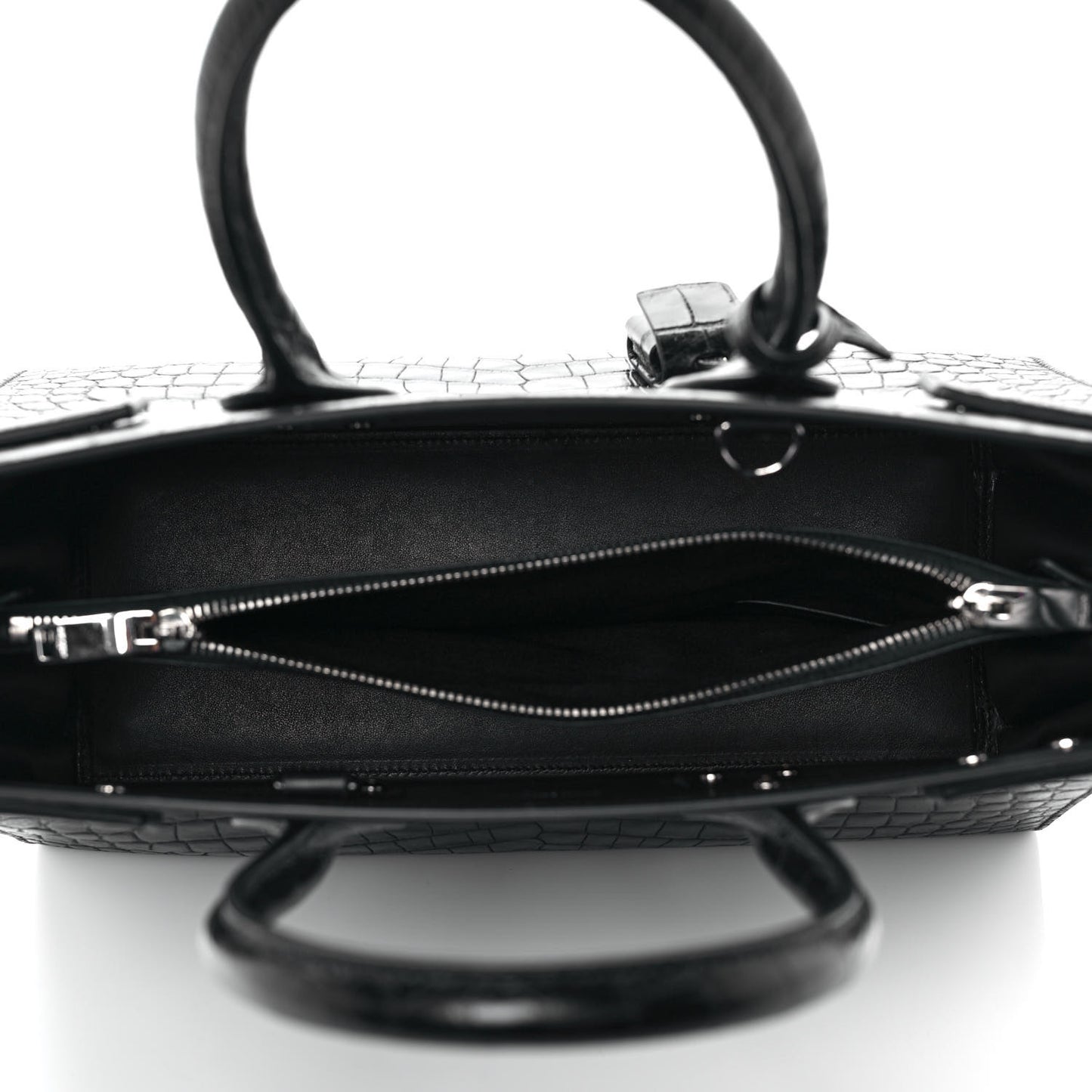 Calfskin Crocodile Embossed Small Sac de Jour Black