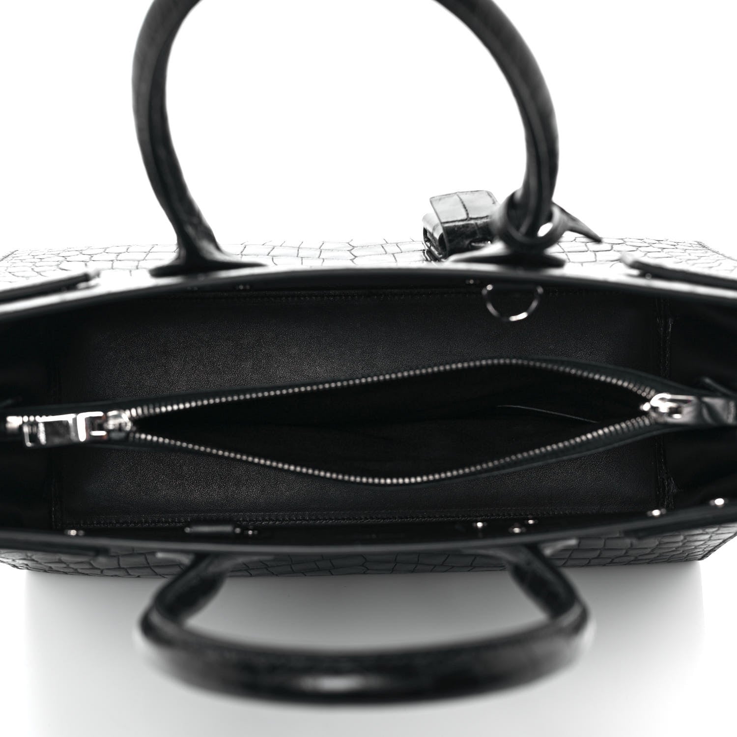 Saint Laurent Calfskin Crocodile Embossed Small Sac de Jour Black 4 of 8