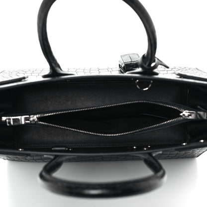 Saint Laurent Calfskin Crocodile Embossed Small Sac de Jour Black 4 of 8