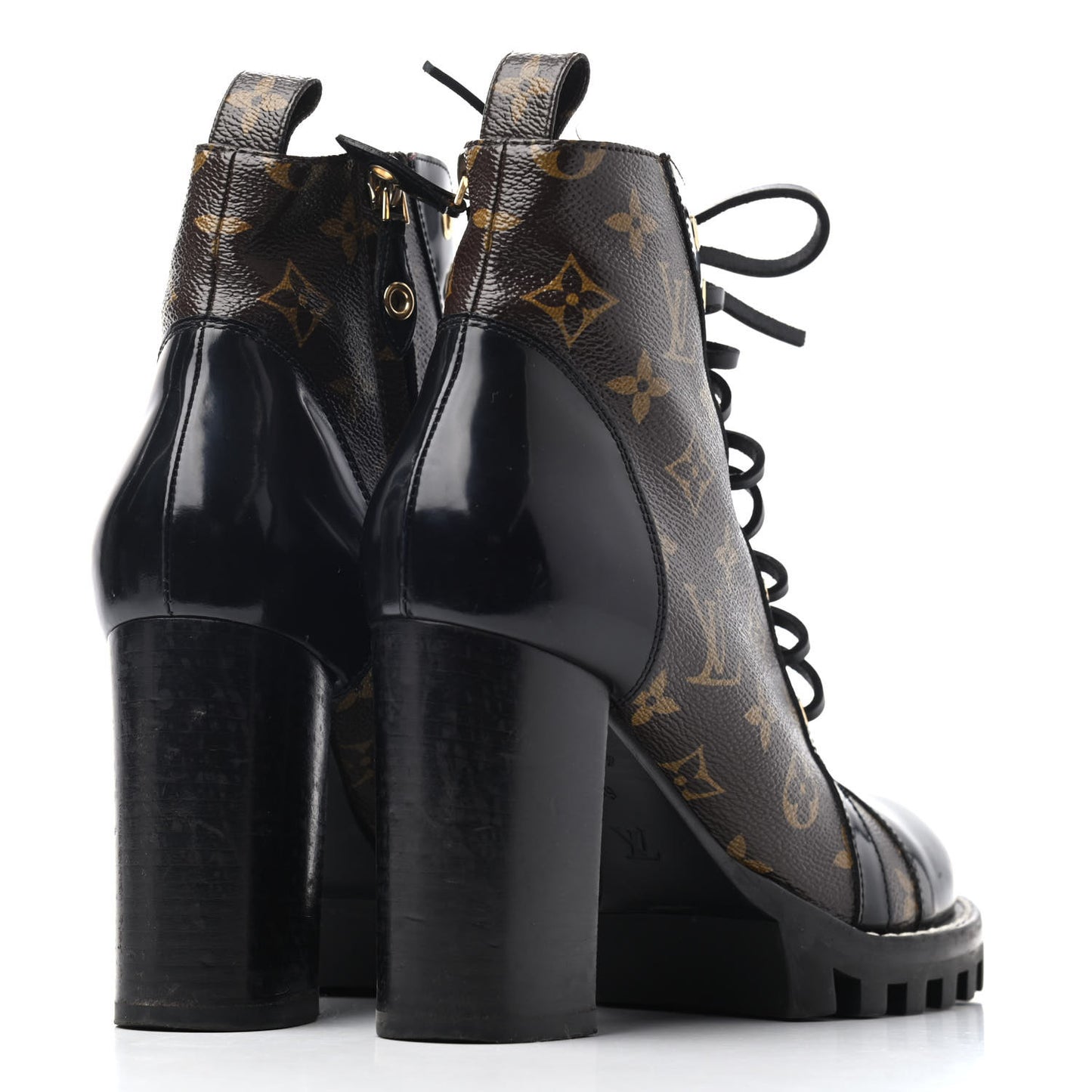 Patent Calfskin Monogram Star Trail Ankle Boots 39 Black