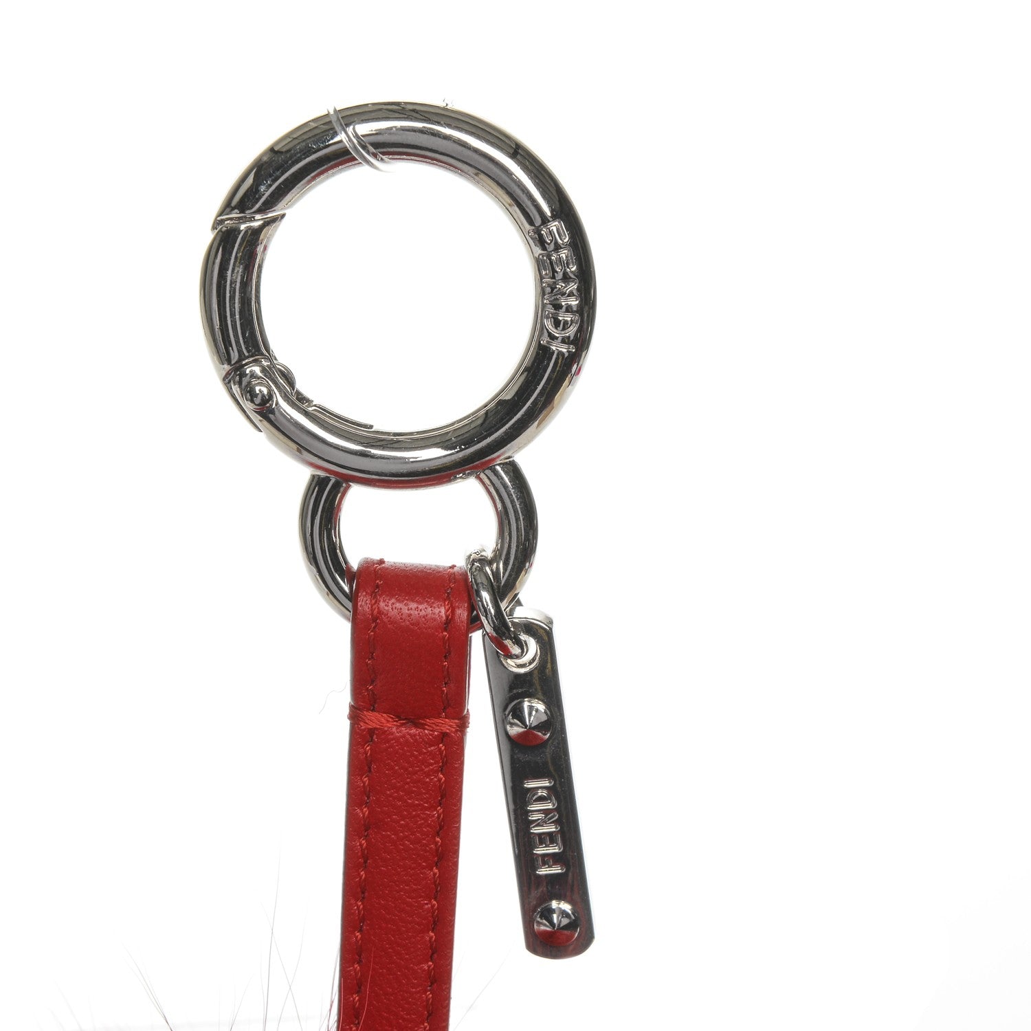 Fendi Fox Fur Shiny Nappa Bi-Color A ABCharm Bag Charm Rosso Chiaro Moro Strawberry 4 of 4