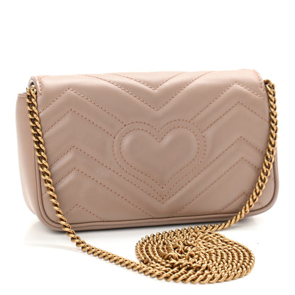 Gucci Calfskin Matelasse Super Mini GG Marmont Shoulder Bag Porcelain Rose 3 of 12