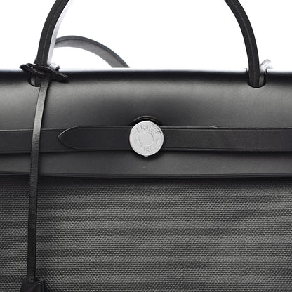 Hermes Toile H Berline Vache Hunter Herbag Zip PM 31 Black Ecru 13 of 14