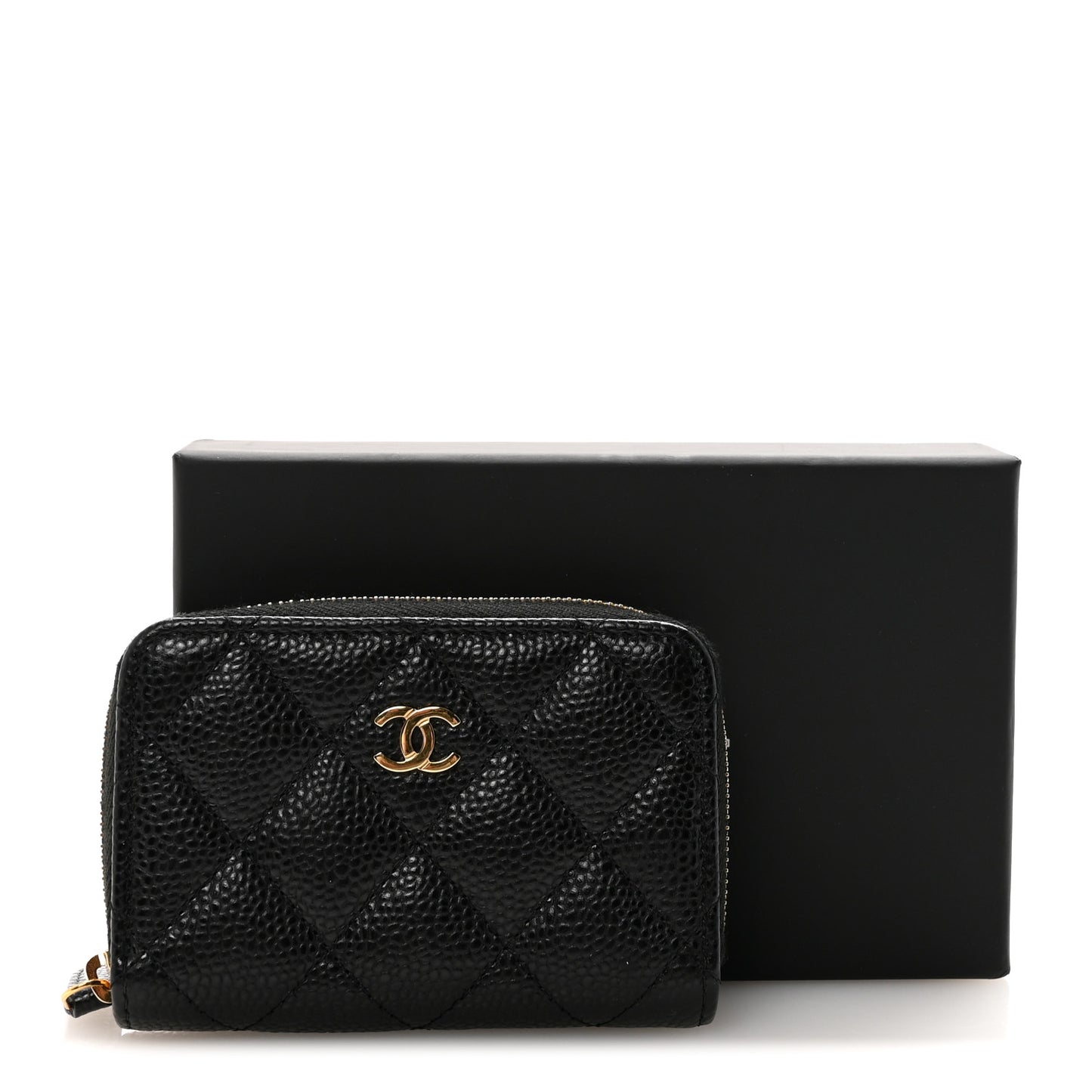 Caviar Quilted Zip Coin Purse Black