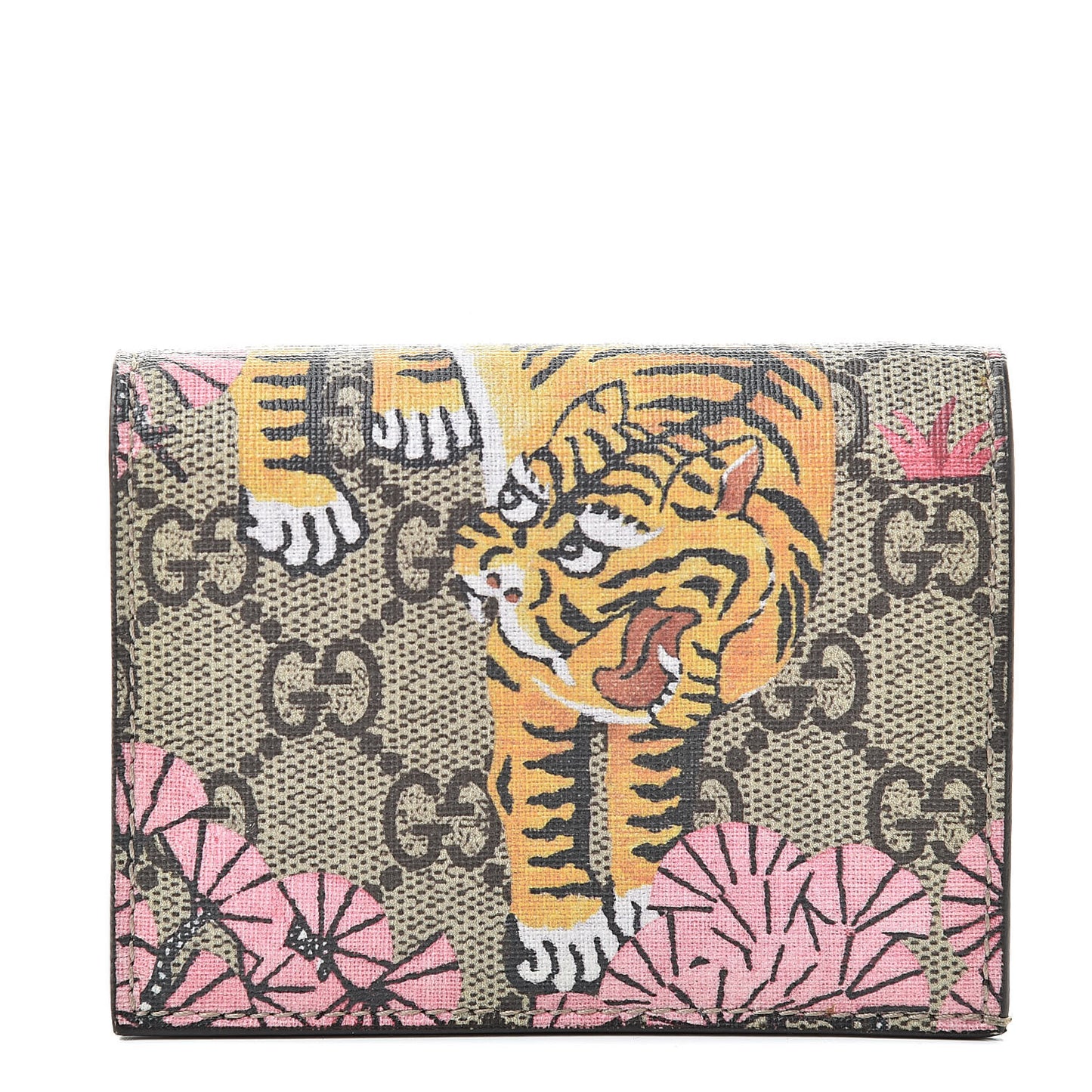 GG Supreme Monogram Bengal Card Case Beige Pink