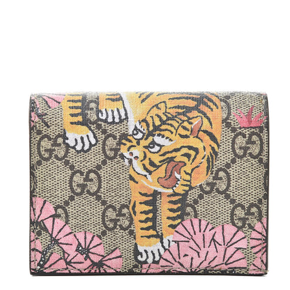 Gucci GG Supreme Monogram Bengal Card Case Beige Pink 1 of 8