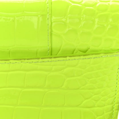 Balenciaga Shiny Calfskin Crocodile Embossed Hourglass Chain Bag Fluo Yellow 13 of 13