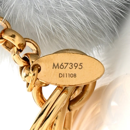Louis Vuitton Resin Wood Mink Fur Vivienne Ski Bag Charm Key Holder 4 of 5