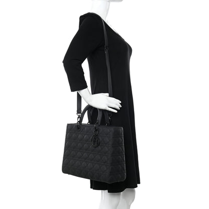 Christian Dior Ultra Matte Calfskin Cannage Large Lady Dior Black 2 of 11
