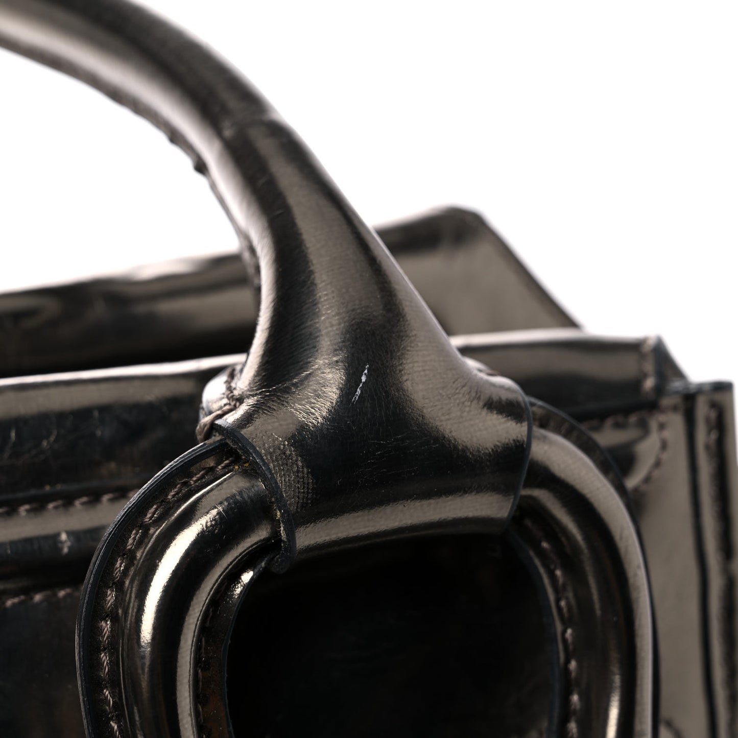 Metallic Patent House Check Sliced Large Manor Tote Pewter