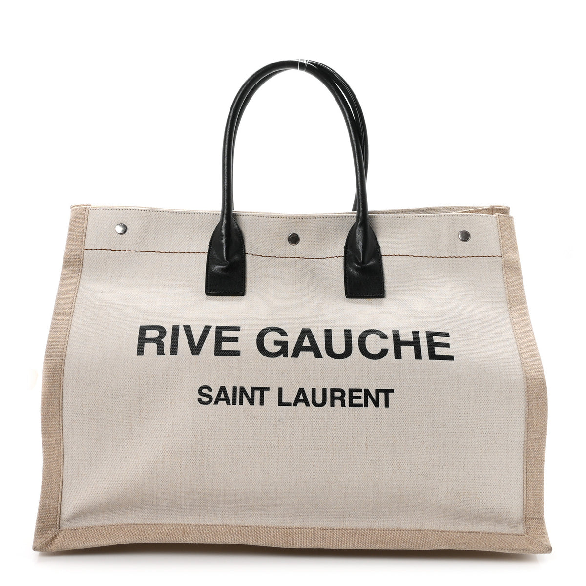 Saint Laurent Linen Calfskin Rive Gauche Tote Greggio Natural 1 of 10