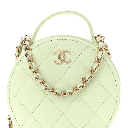 Chanel Caviar Quilted Round Handle With Care Vanity With Chain Light Green 10 of 13