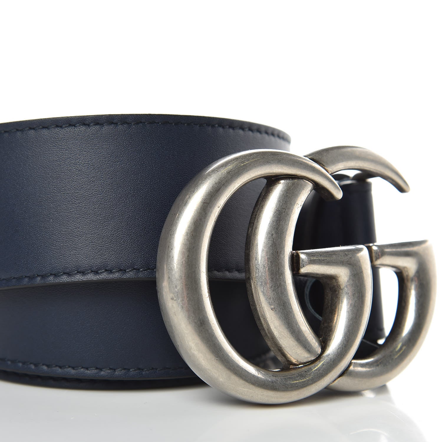 Gucci Moon Calfskin Nickel Double G 40mm Belt 95 38 Blue 7 of 7