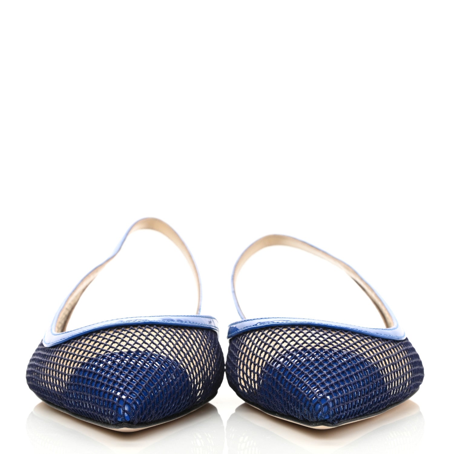 Jimmy Choo Patent Mesh Calfskin Fetto Slingback Flats 37.5 Electric Blue 2 of 8
