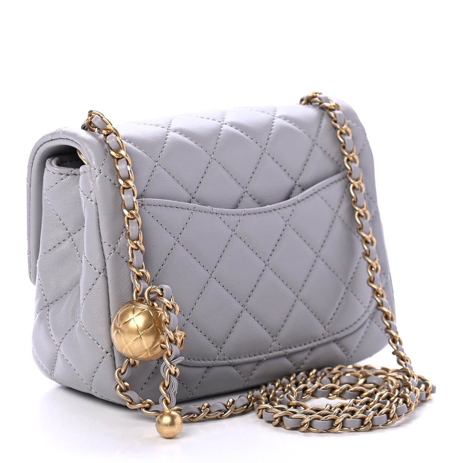 Chanel Lambskin Quilted Mini Pearl Crush Flap Light Grey 2 of 4