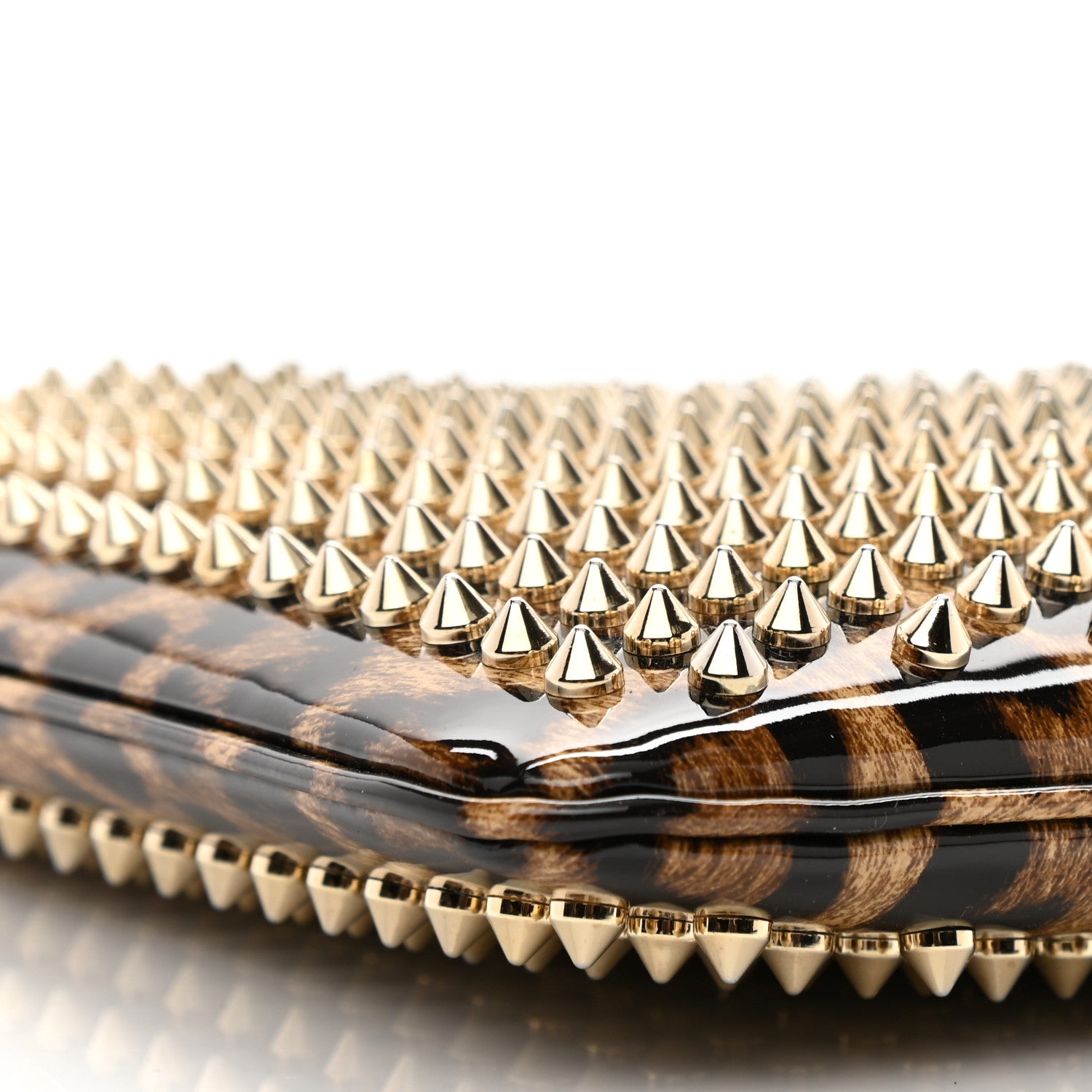 Christian Louboutin Patent Leopard Print Loubiposh Spiked Crossbody Clutch 9 of 10
