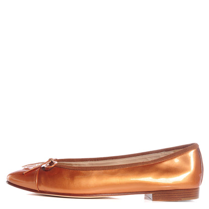 Chanel Patent Classic CC Cap Toe Ballerina Flats 40.5 Bronze 1 of 7