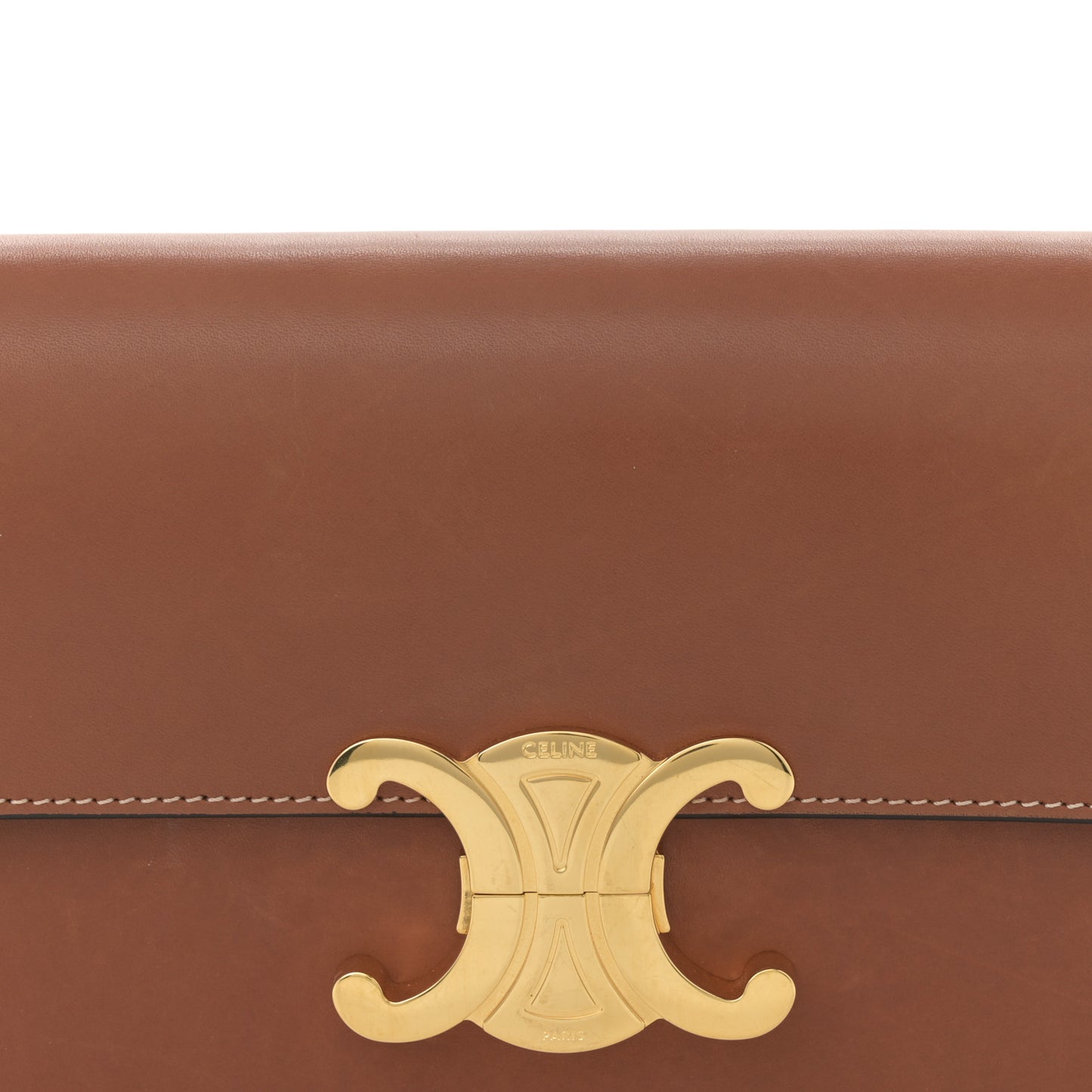 Shiny Calfskin Triomphe Shoulder Bag Tan