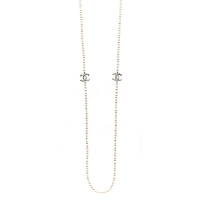 Chanel Pearl Baguette Crystal CC Long Necklace Gold 1 of 6