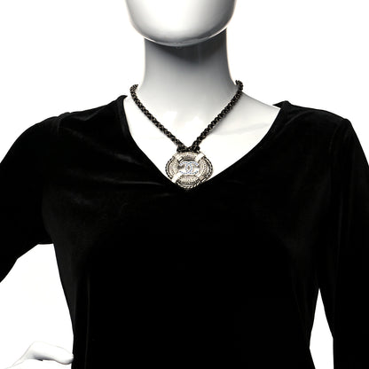 Chanel Crystal CC Lifesaver Rope Pendant Necklace Silver Blue 2 of 5