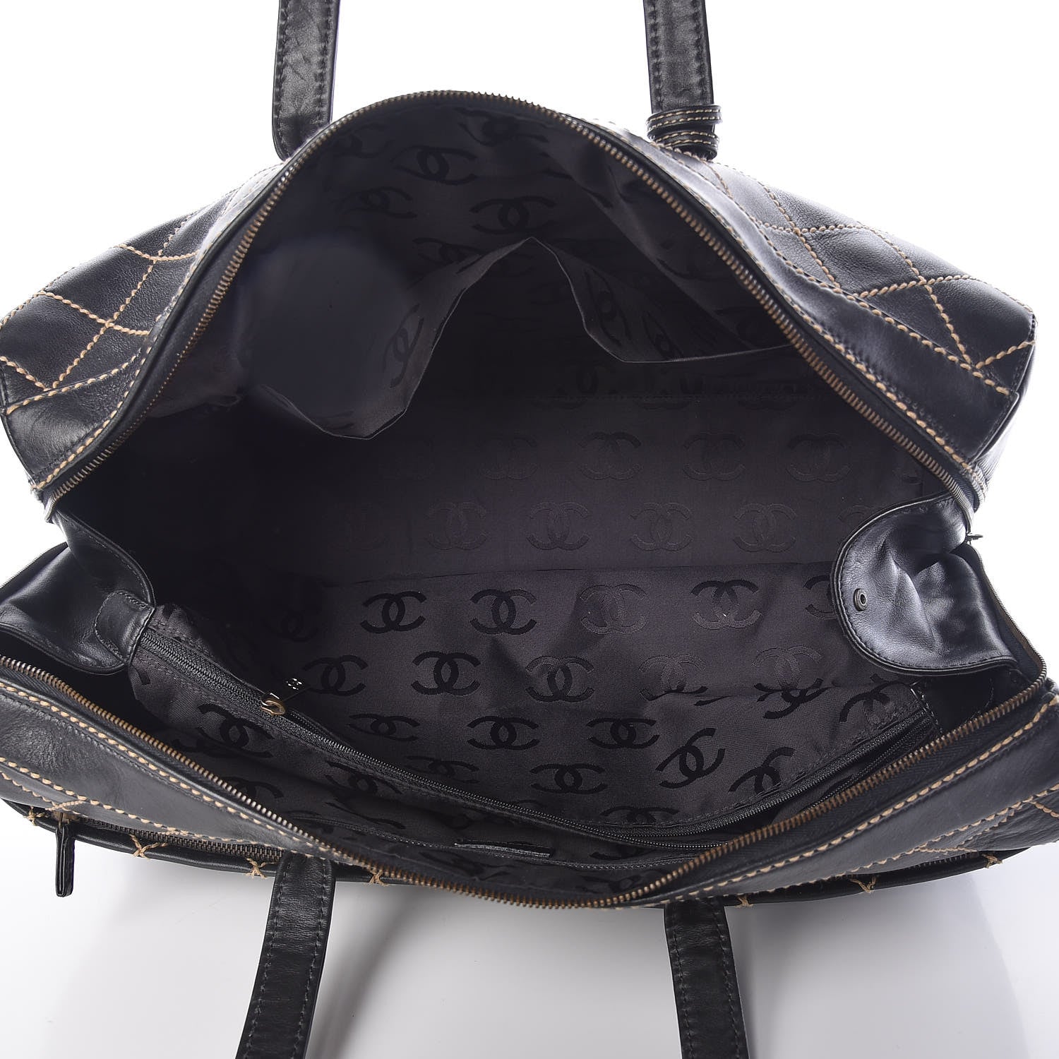 Chanel Calfskin Wild Stitch Duffel Bag Black 6 of 12