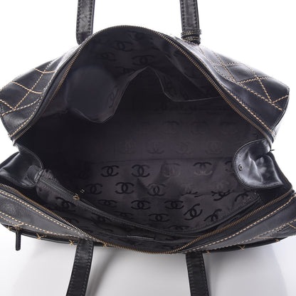 Chanel Calfskin Wild Stitch Duffel Bag Black 6 of 12