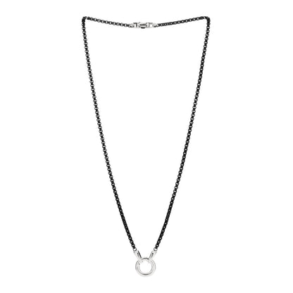 David Yurman Sterling Silver Stainless Steel 2.7mm Smooth Amulet Box Chain Necklace Black 2 of 3