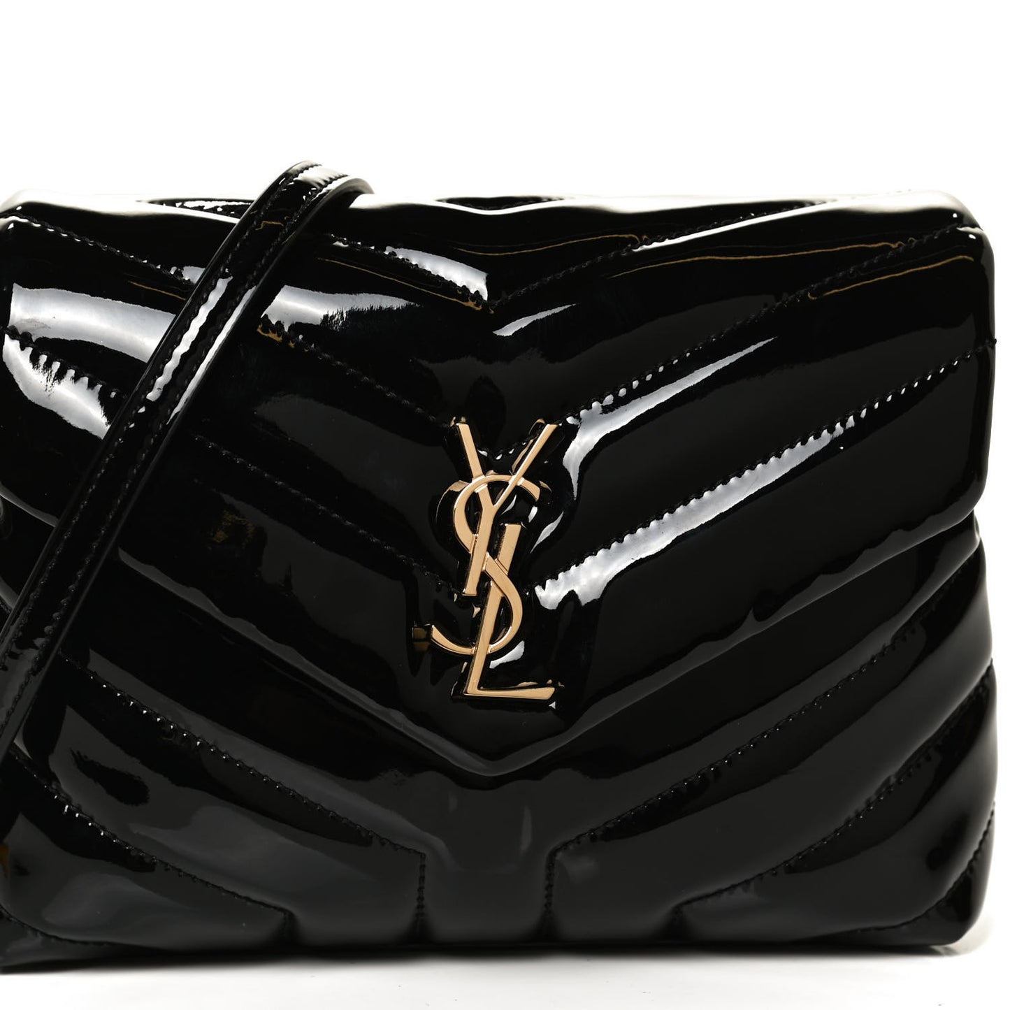 Patent Y Quilted Monogram Toy Loulou Crossbody Bag Black