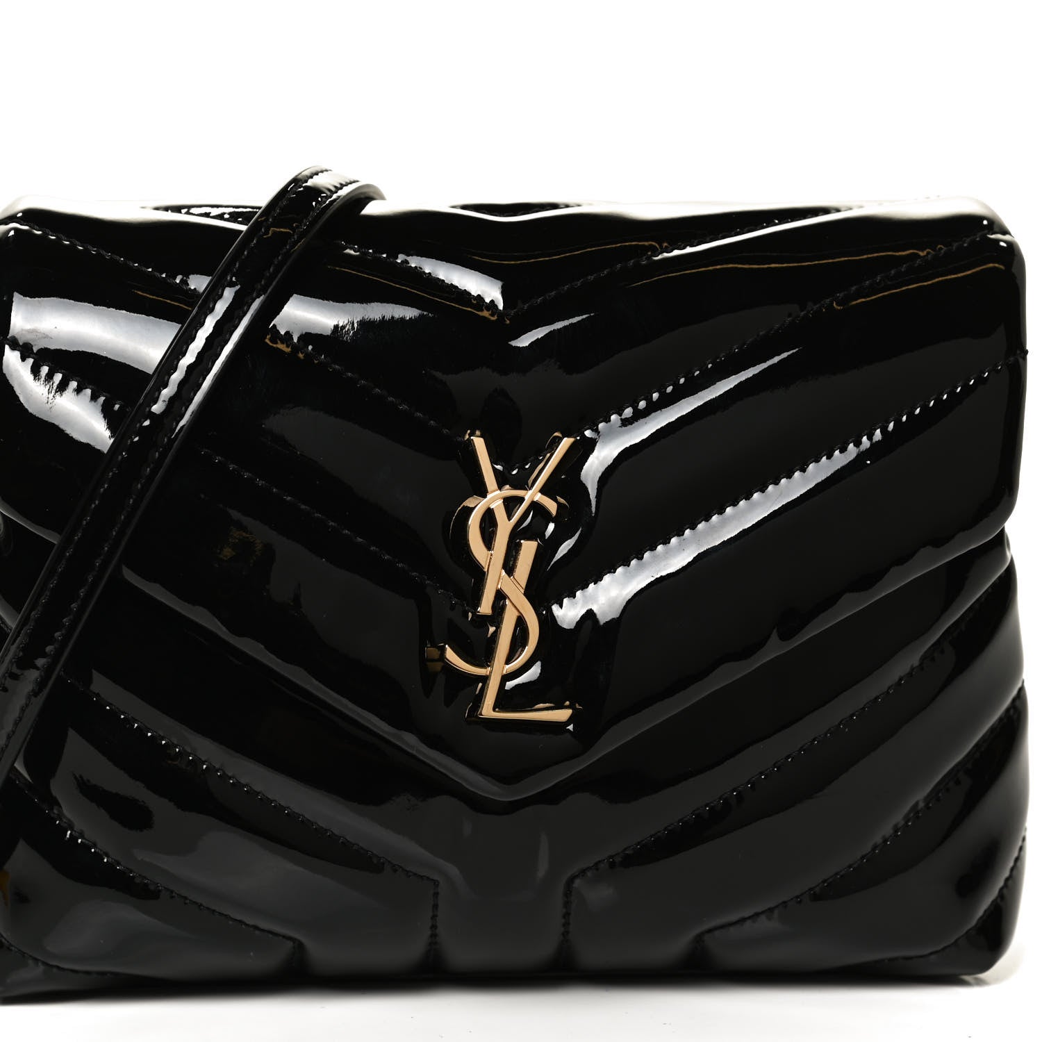 Saint Laurent Patent Y Quilted Monogram Toy Loulou Crossbody Bag Black 9 of 11
