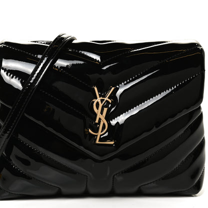 Saint Laurent Patent Y Quilted Monogram Toy Loulou Crossbody Bag Black 9 of 11