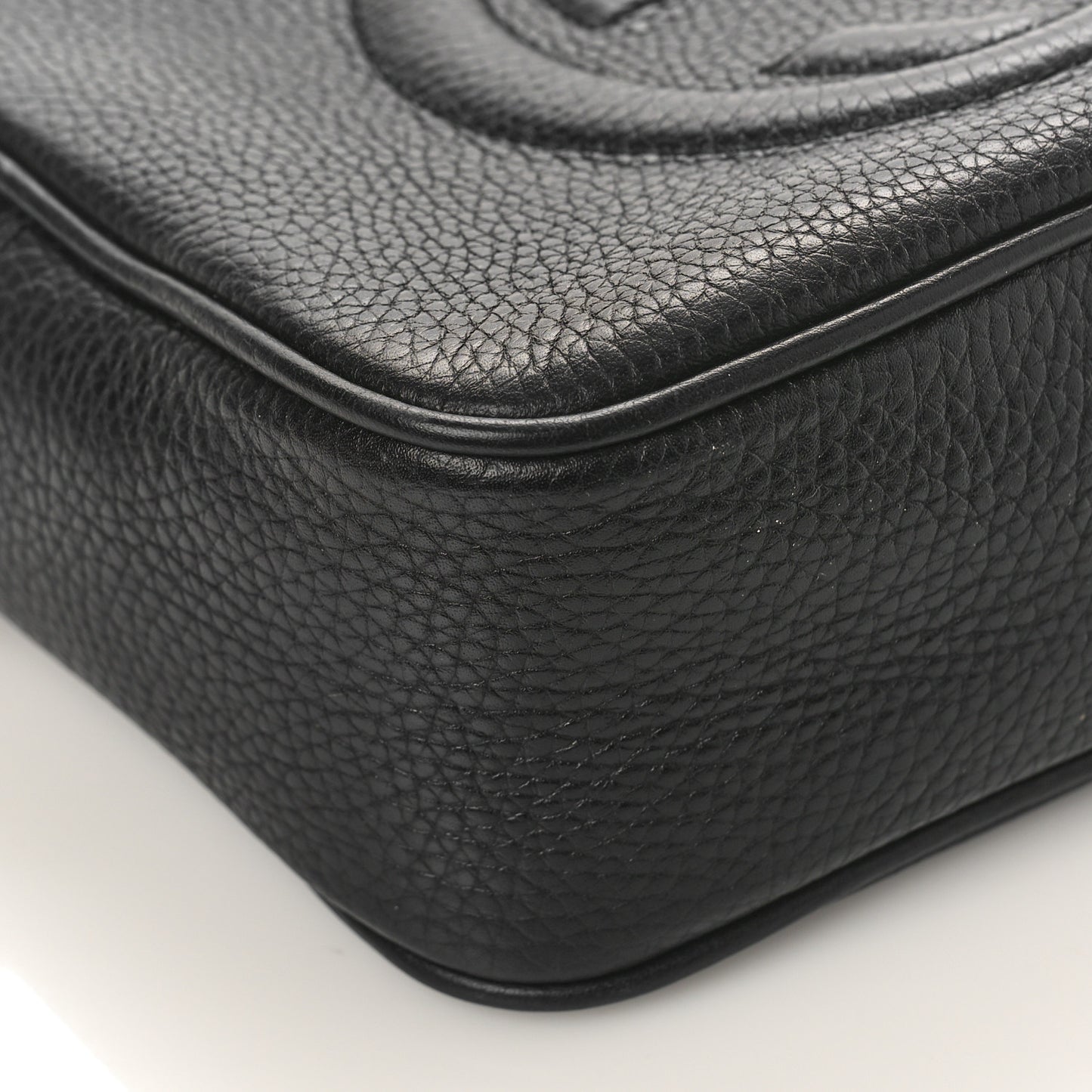 Pebbled Calfskin Small Soho Disco Bag Black