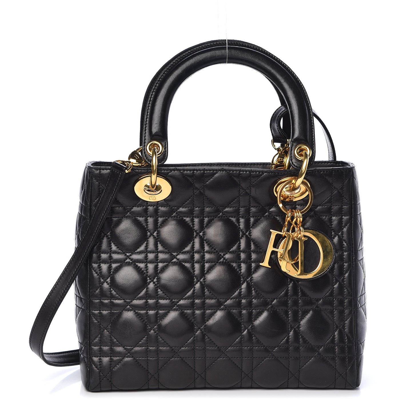 Lambskin Cannage Medium Lady Dior Black