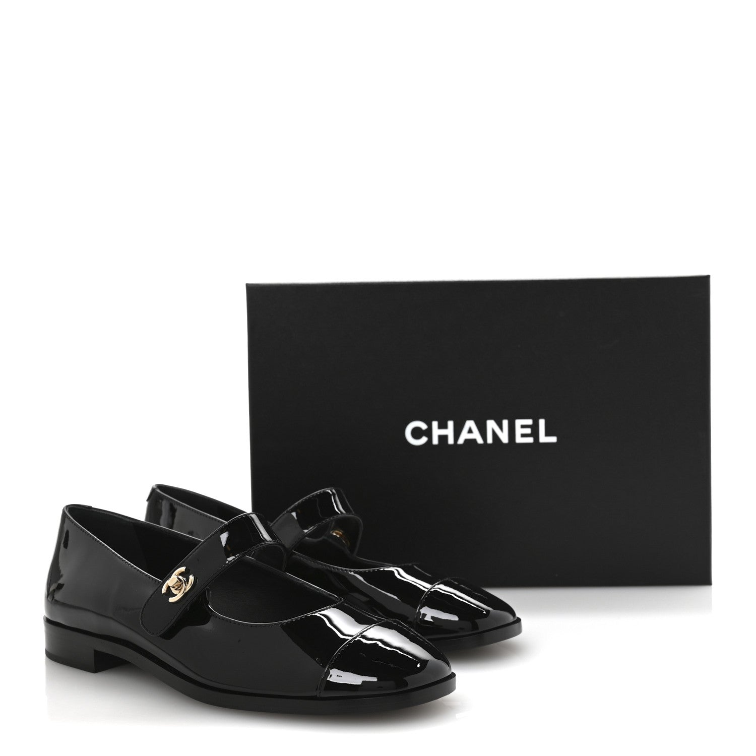 Chanel Patent Calfskin Mary Janes Flats 38 Black 9 of 9