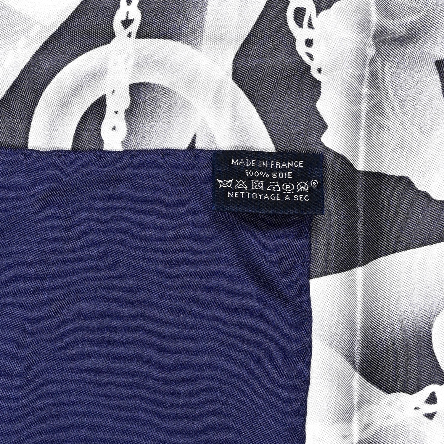 Hermes Silk Please Check In Scarf 90 Marine Black White 4 of 7