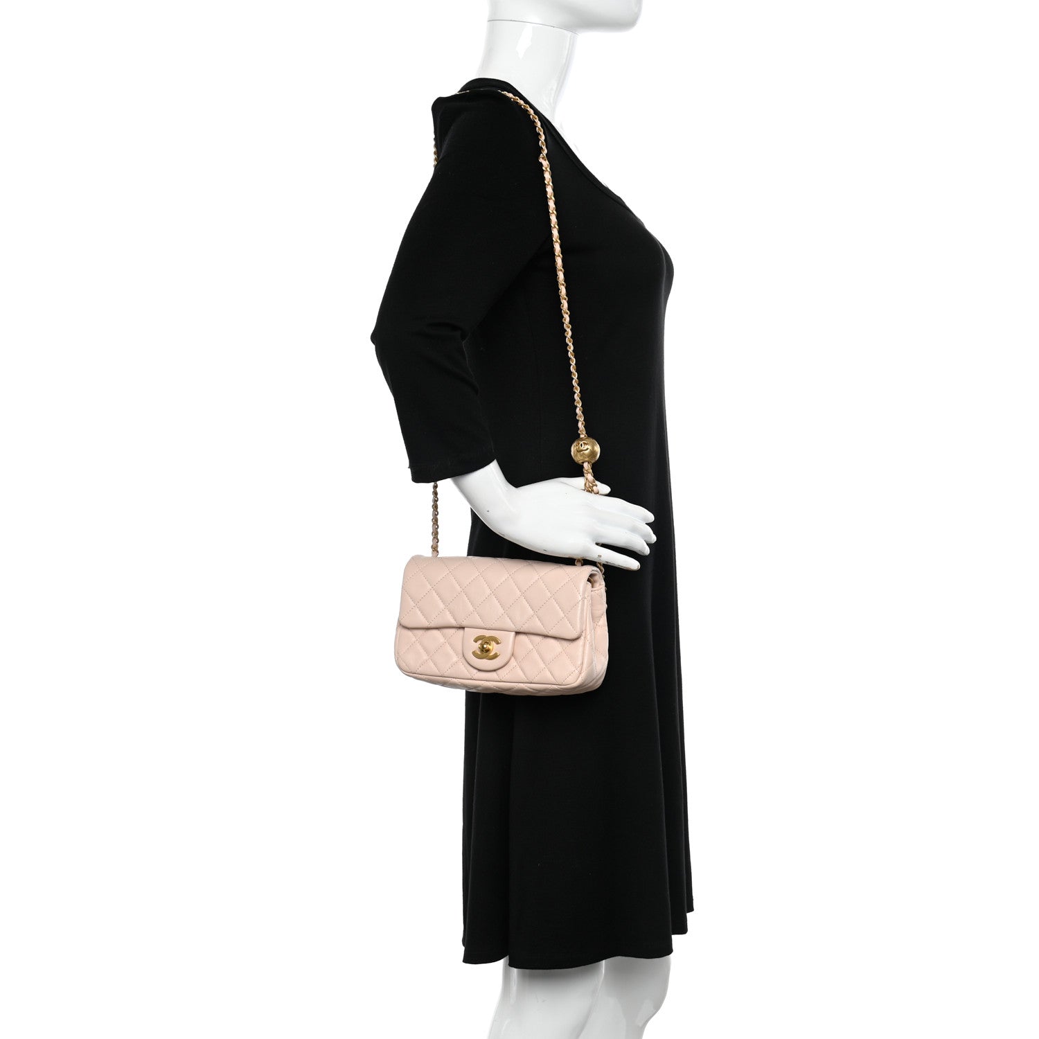 Chanel Lambskin Quilted Mini Pearl Crush Rectangular Flap Light Beige 2 of 11