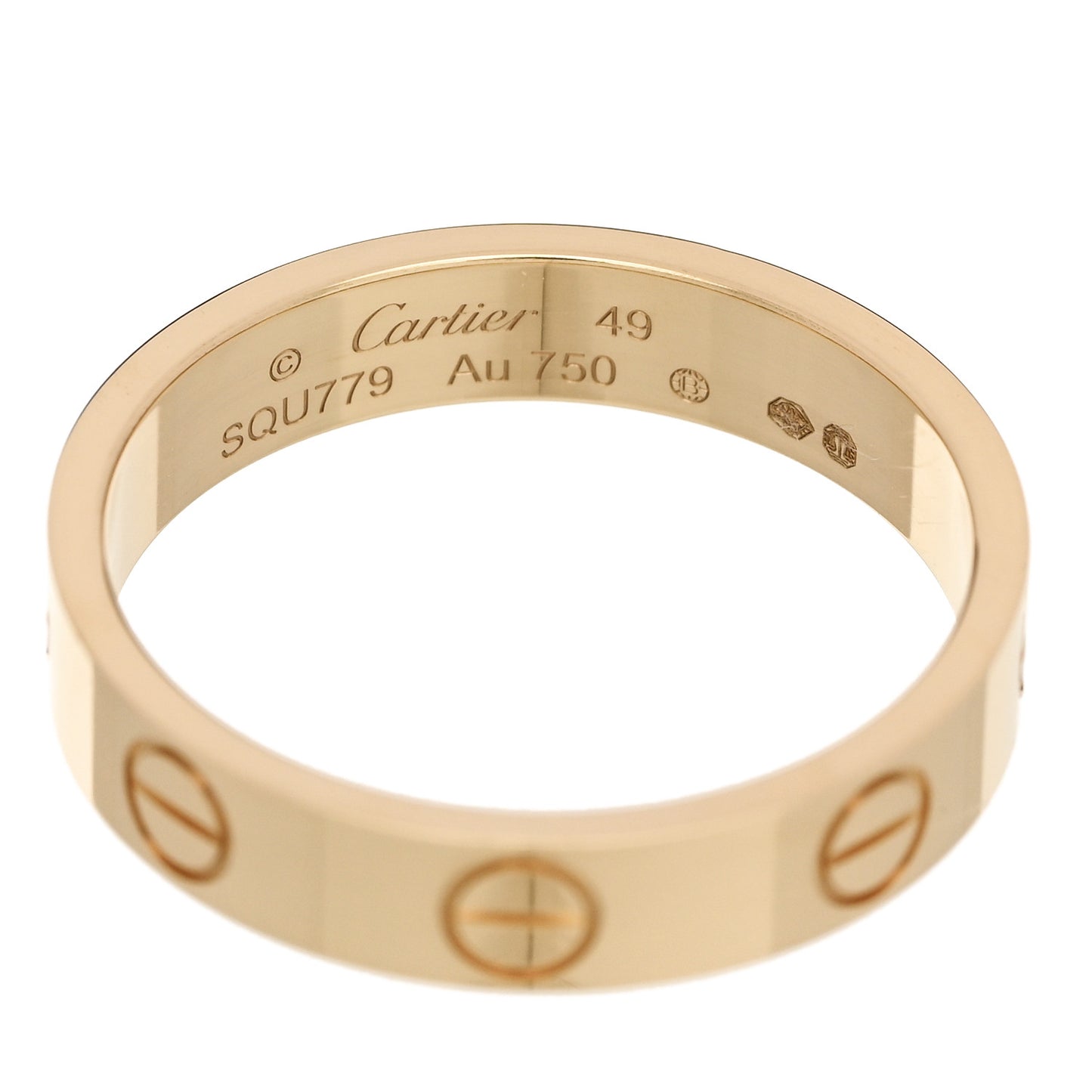 18K Yellow Gold 3.5mm LOVE Wedding Band Ring 49 4.75
