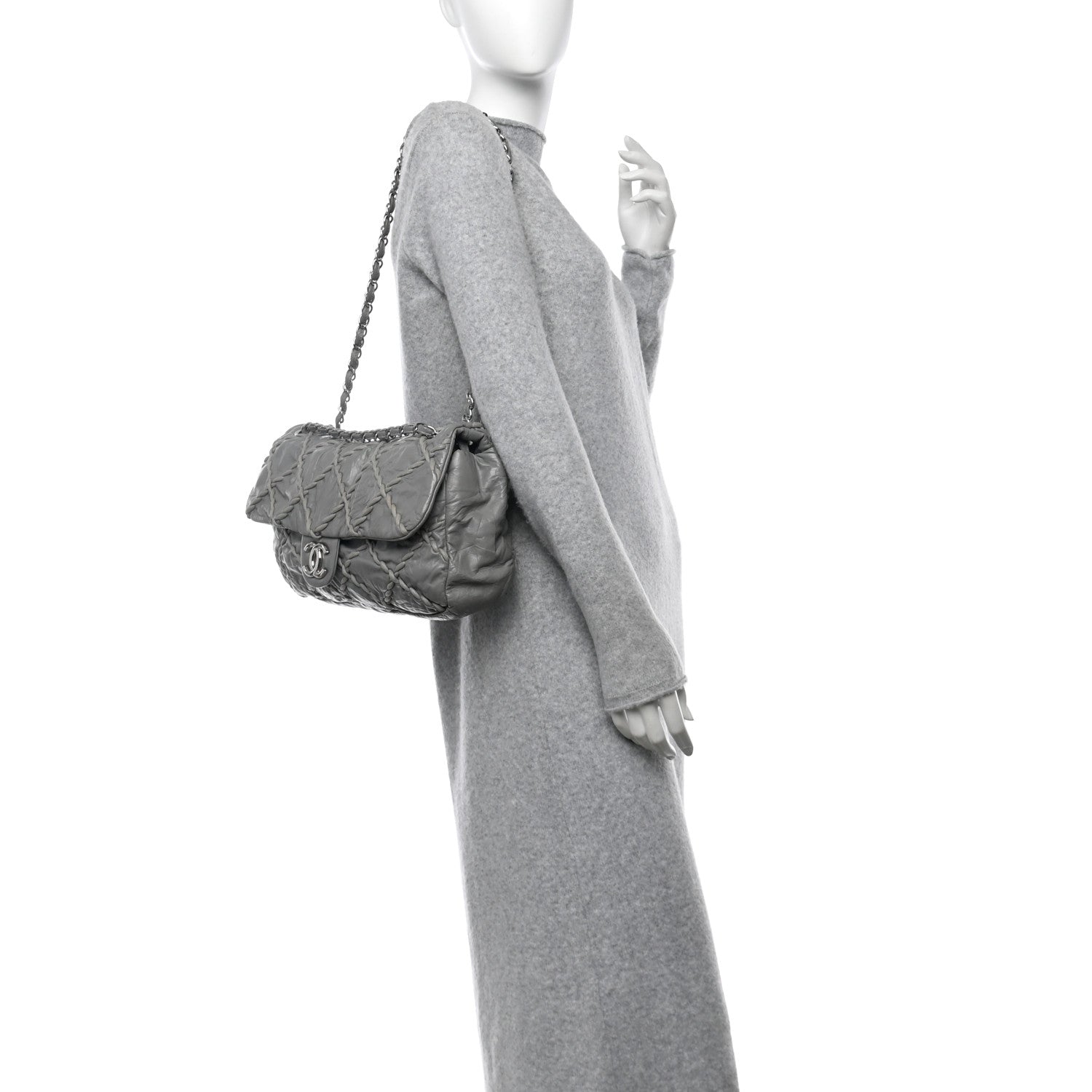Chanel Calfskin Ultra Stitch Oversized Flap Grey 2 of 10