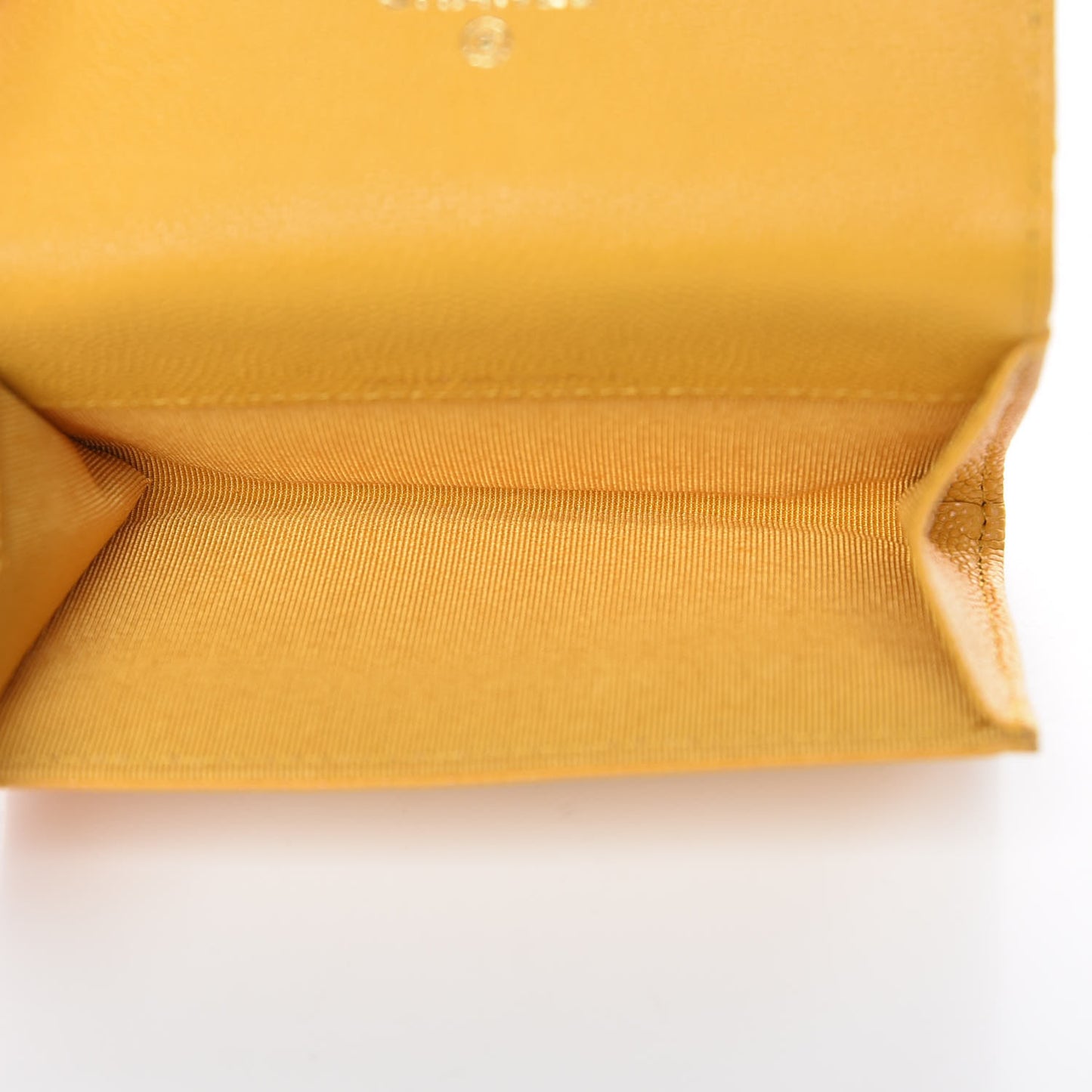 Caviar Quilted Flap Card Holder Yellow