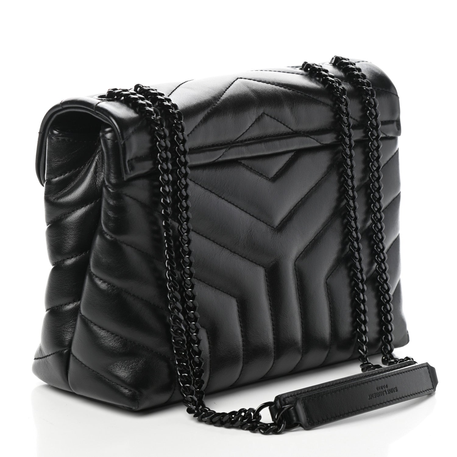 Saint Laurent Calfskin Y Quilted Monogram Small Loulou Chain Satchel Black 3 of 9