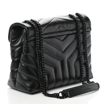Saint Laurent Calfskin Y Quilted Monogram Small Loulou Chain Satchel Black 3 of 9