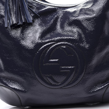 Gucci Patent Medium Soho Chain Hobo Uniform Blue 11 of 11