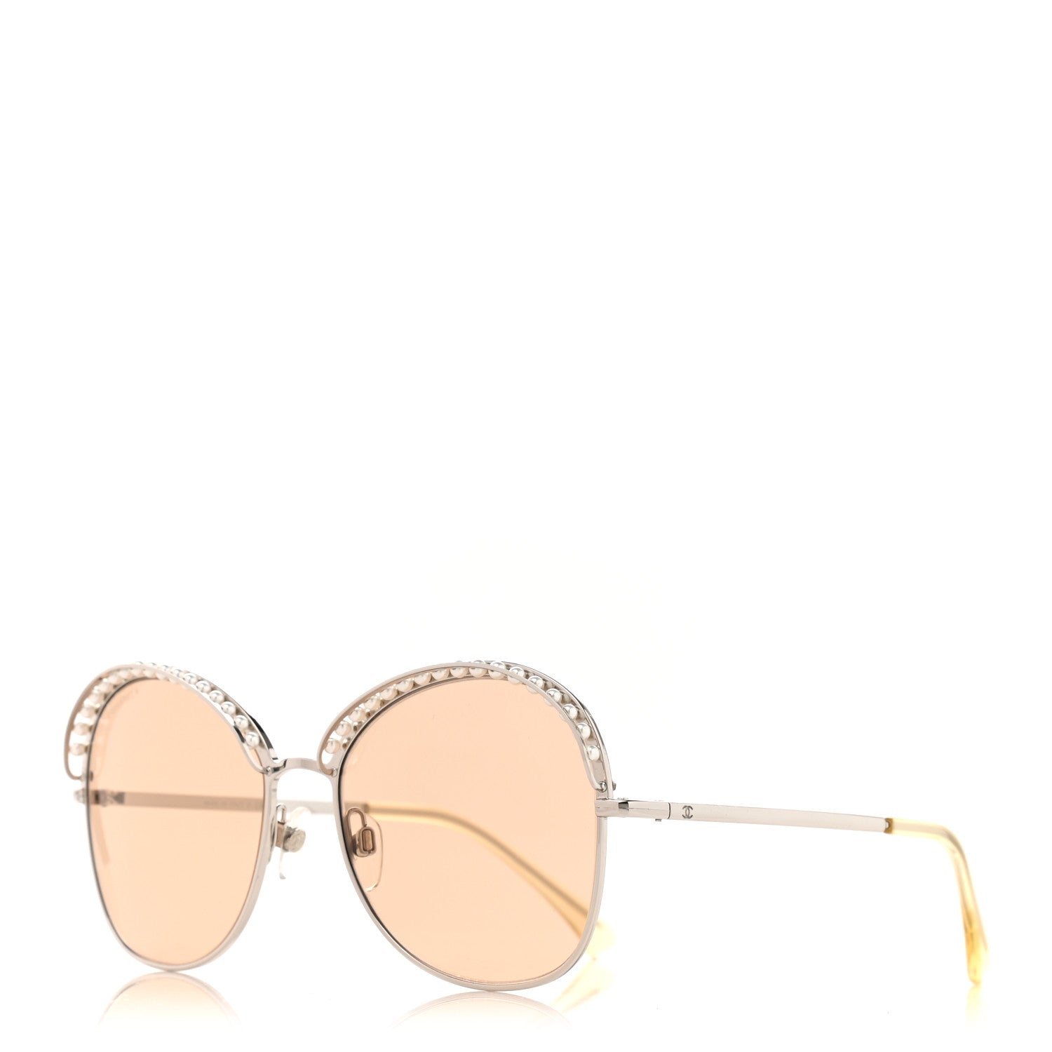 Chanel Metal Pearl Sunglasses 4246-H Silver Beige 1 of 8