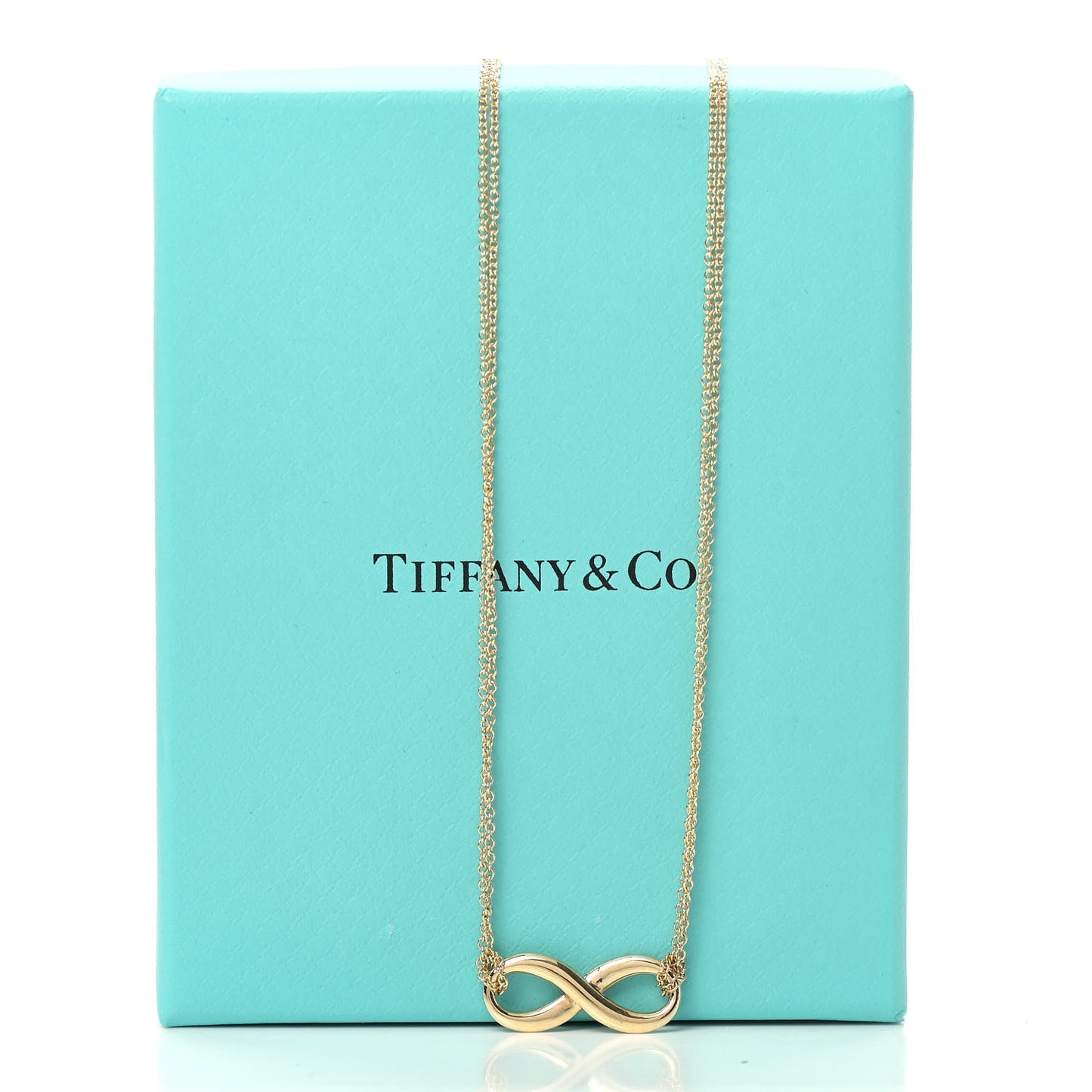 18K Yellow Gold Infinity Double Chain Pendant Necklace