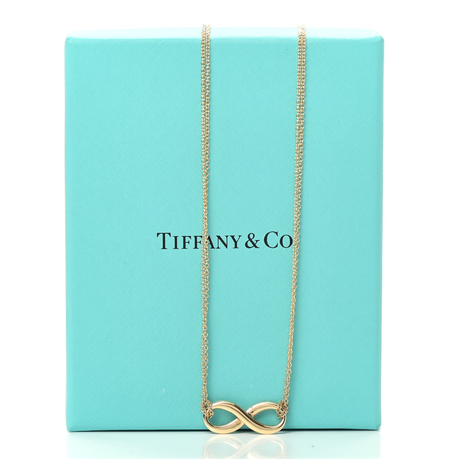 Tiffany 18K Yellow Gold Infinity Double Chain Pendant Necklace 6 of 6