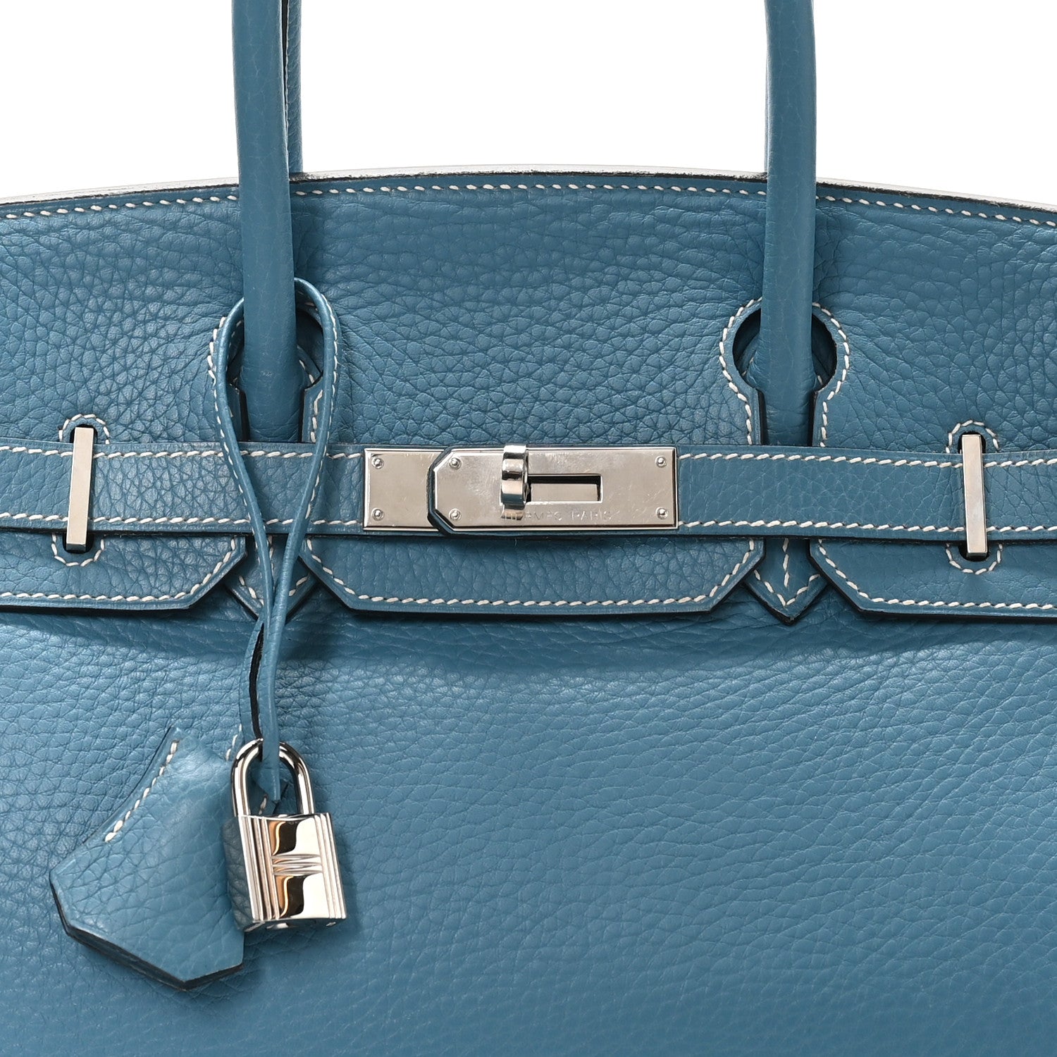 Hermes Taurillon Clemence Birkin 30 Blue Jean 8 of 11